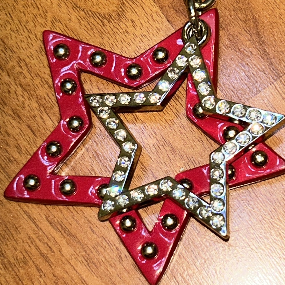 Coach Patent Red Star Rhinestone Keychain - Picture 4 of 11